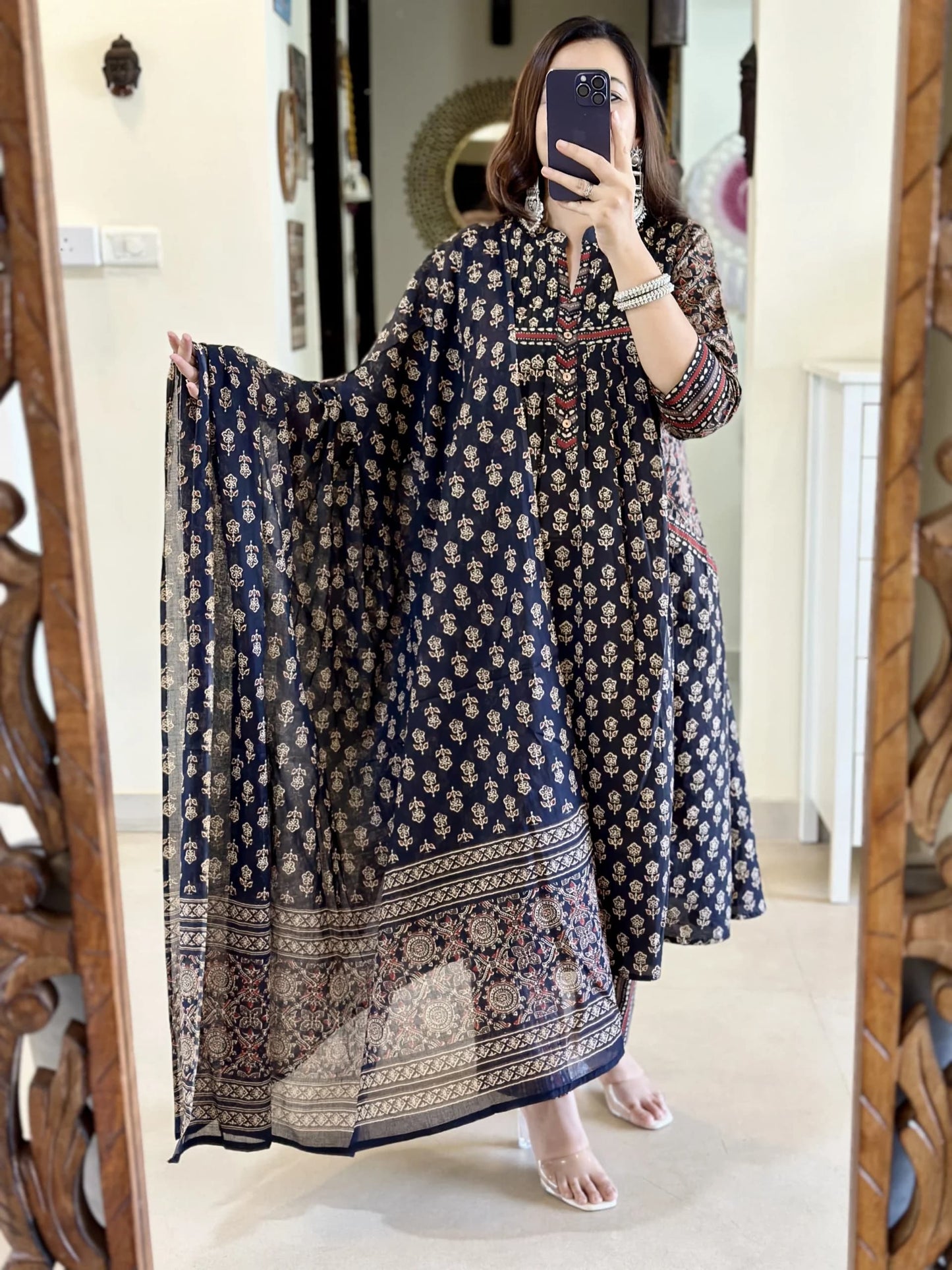 Blue Kurta And Pant With Dupatta Set For Women