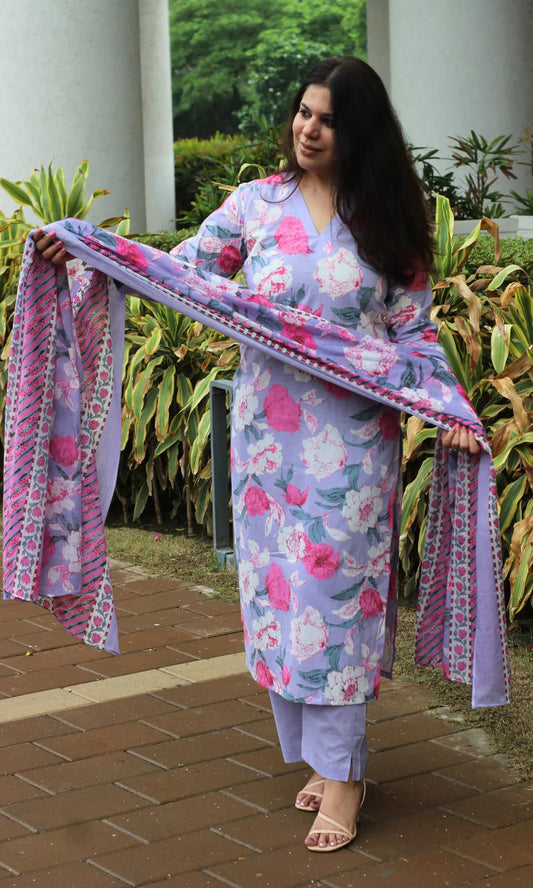 Cotton Kurta And Pant With Dupatta Set For Women