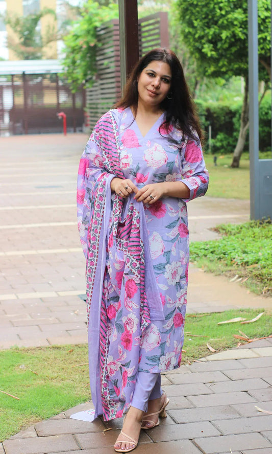 Cotton Kurta And Pant With Dupatta Set For Women