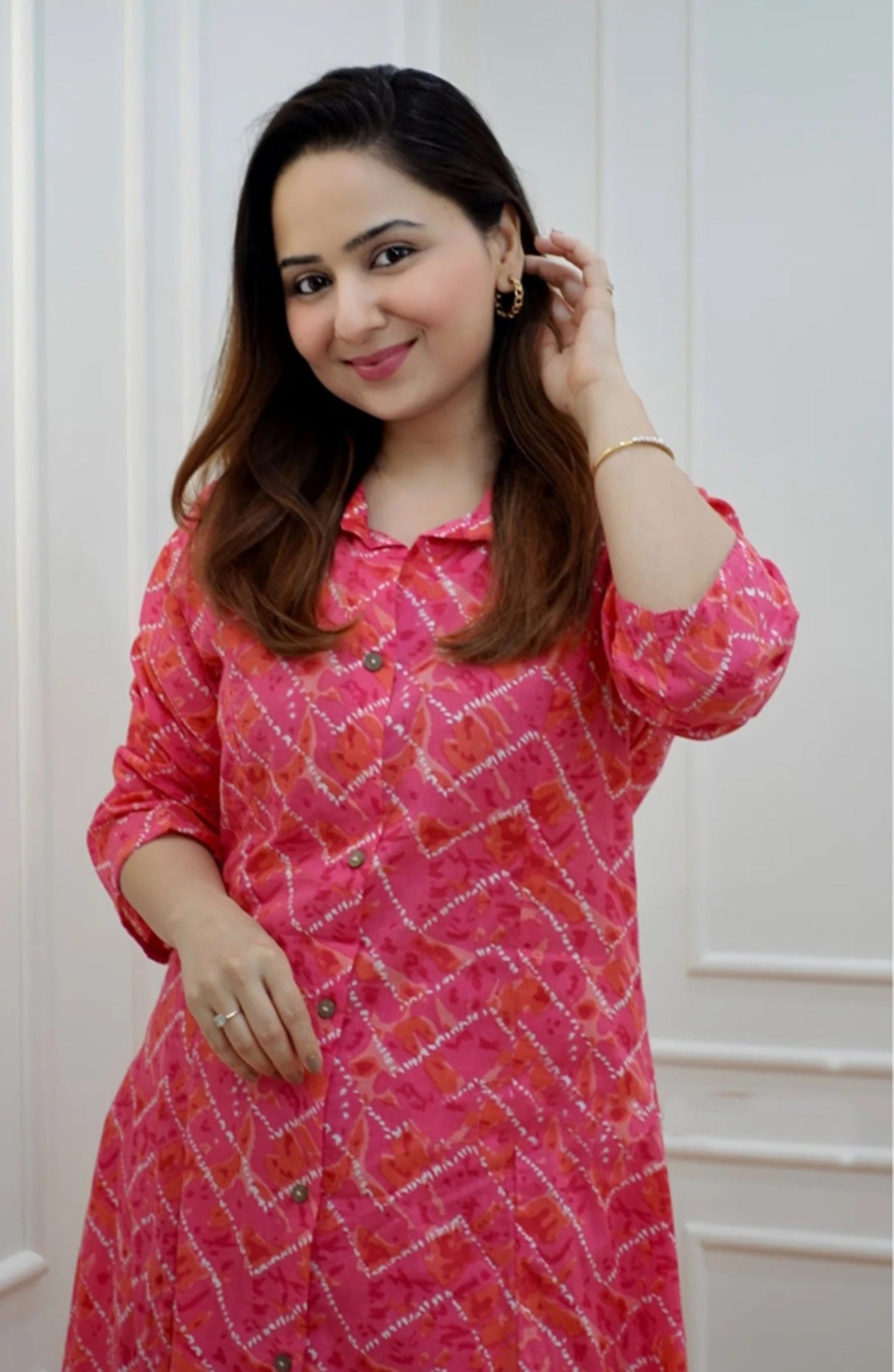 Pure Cotton Floral Print Ethnic Cord Set With Kurta And Palazzo For Women