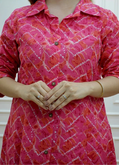 Pure Cotton Floral Print Ethnic Cord Set With Kurta And Palazzo For Women