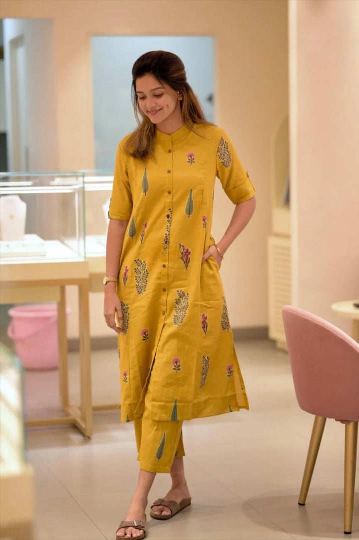 Yellow Patti Cotton Co-ord Set