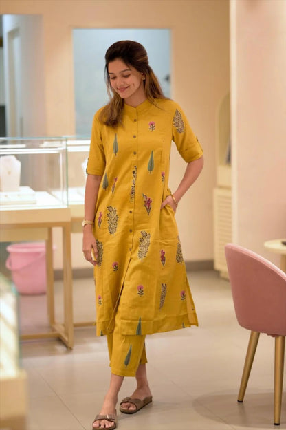 Yellow Patti Cotton Co-ord Set