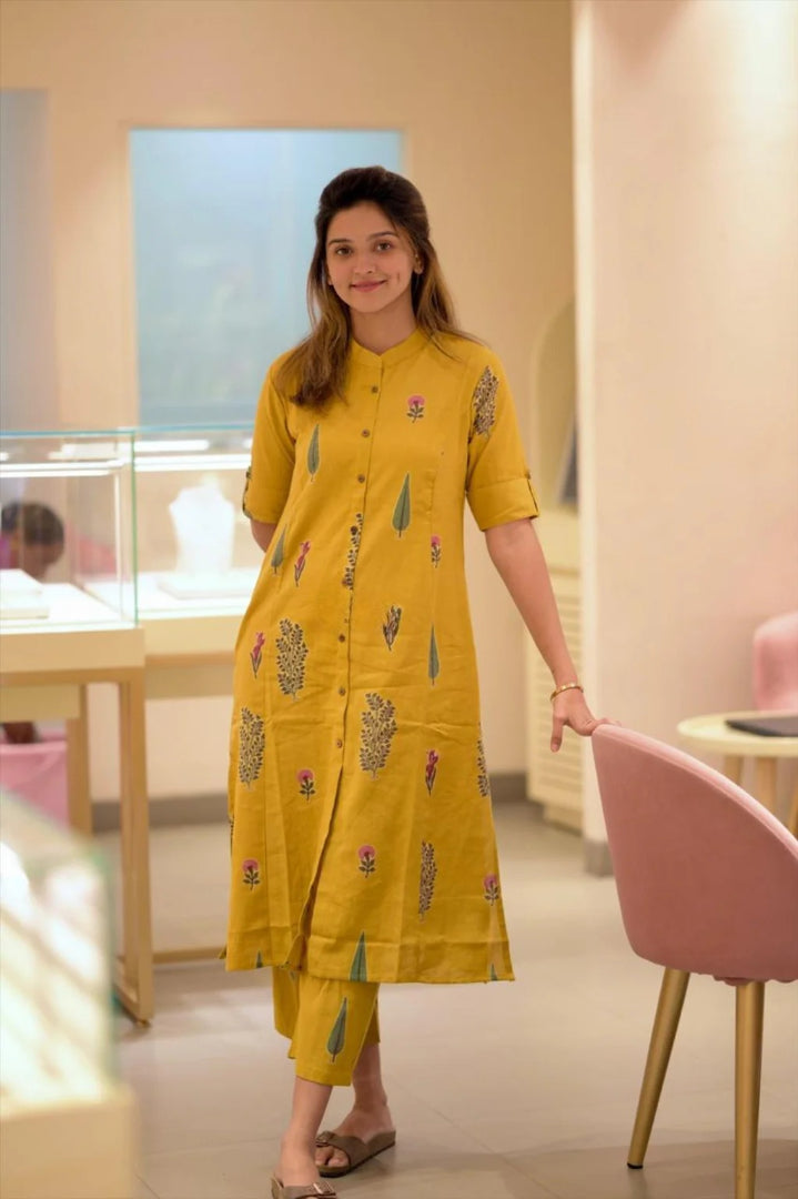 Yellow Patti Cotton Co-ord Set