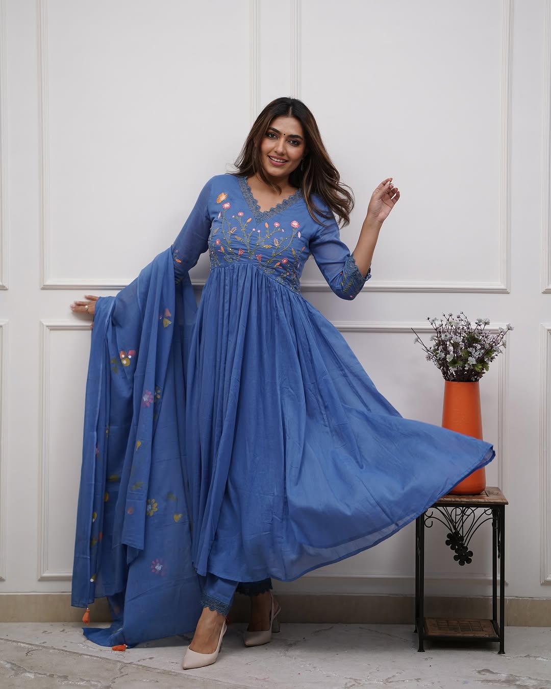 Libas Premium Beautiful Embroidery And Sequence Work Set For Women (Blue)