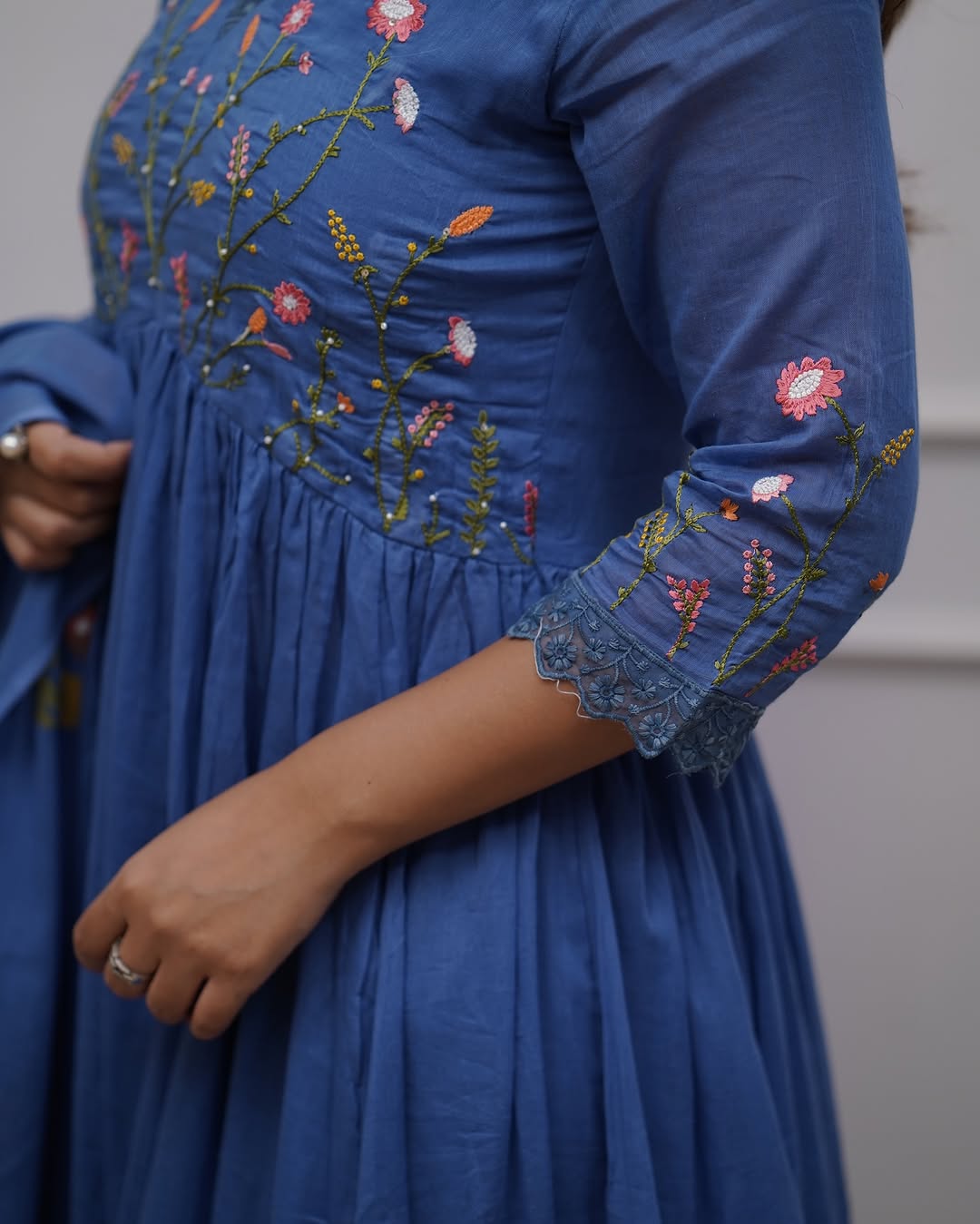 Libas Premium Beautiful Embroidery And Sequence Work Set For Women (Blue)