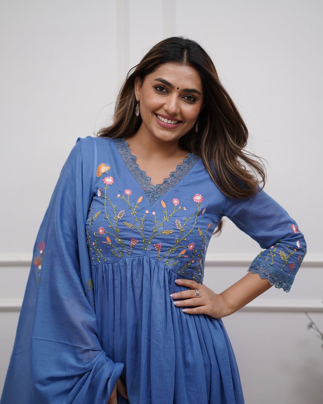 Libas Premium Beautiful Embroidery And Sequence Work Set For Women (Blue)