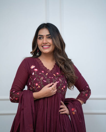 Embroidery Kurta And Pant With Dupatta For Women